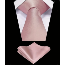 2delige set stropdas pochet oudroze effen glans